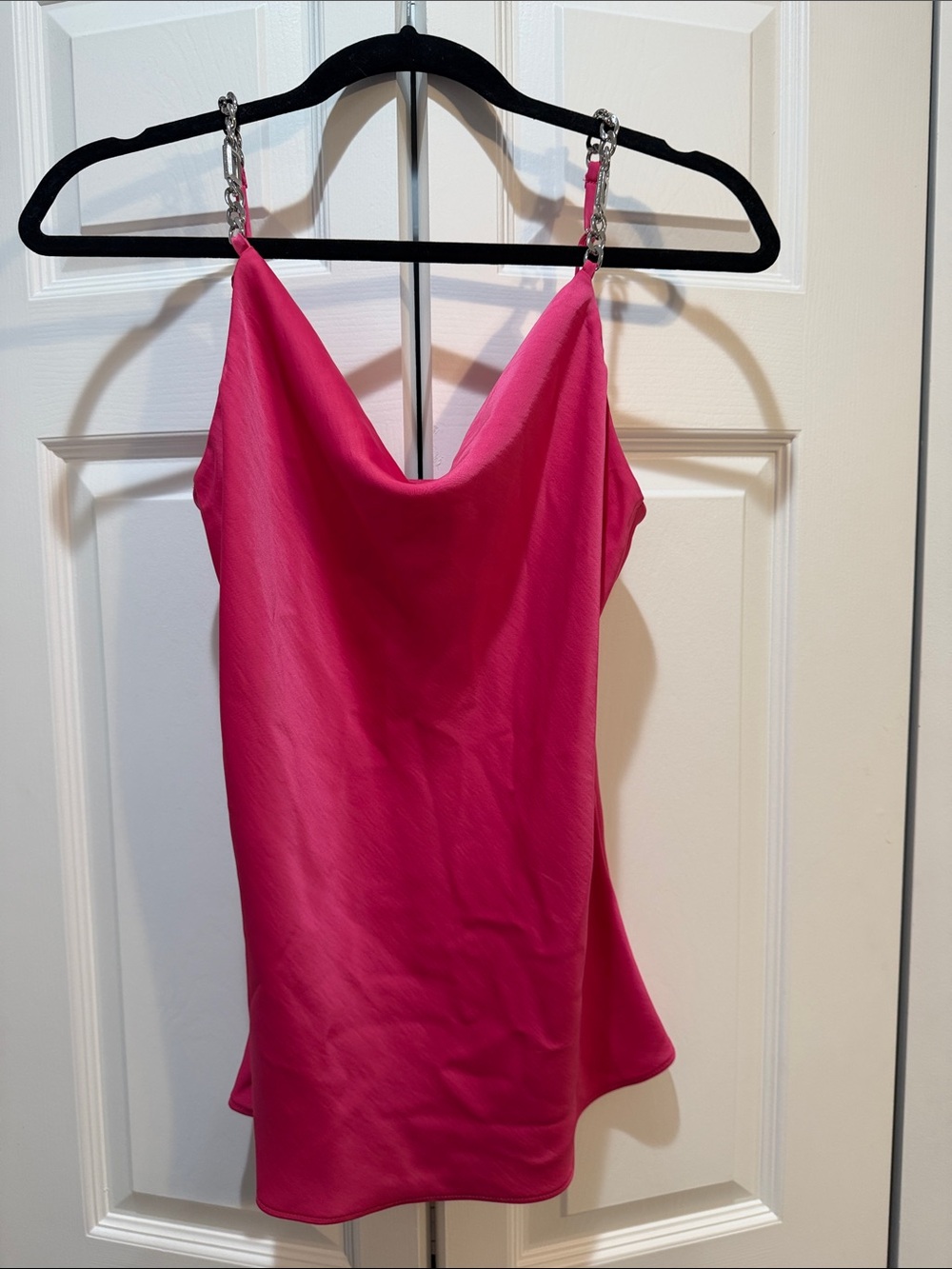 Karl Lagerfeld Chain-Strap Hot Pink Cowl Neck Women's Tank Top Sz XS